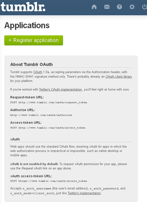 Tumblr Application Page